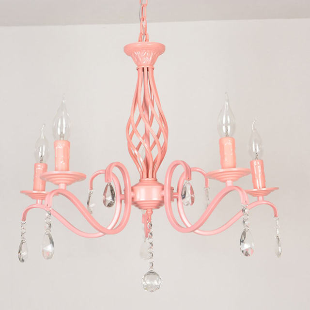 Mediterranean Dining Room Iron Chandelier Restaurant Bar Counter Painted Pink Blue Metal Pendant Lamp Hallway Balcony Pendant