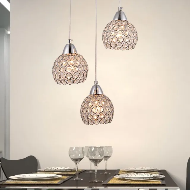 Modern Crystal Dining Room Pendant Lights Glass Cups Stair Case Pendant Lamp Bar Counter Hanging suspension Lighting Fixtures