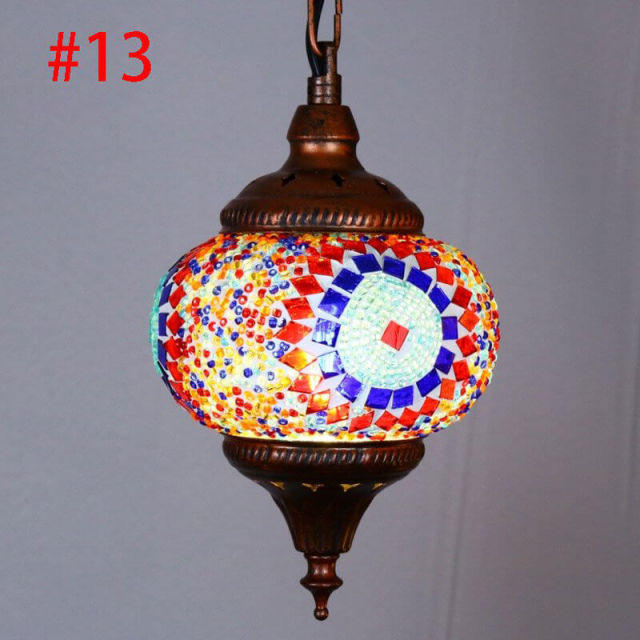 Bohemia Colorful Glass Corridor Pendant Light Country Rustic Mosaic Balcony Hallway Hanging Lamp Turkey Pendant Lighting Fixture