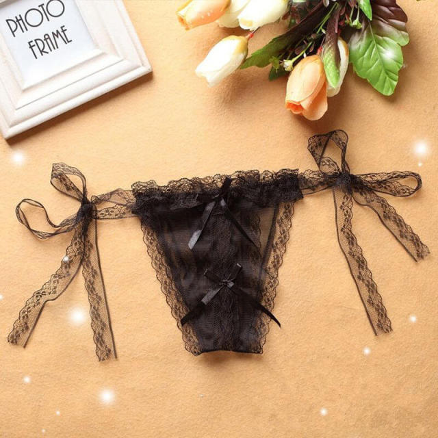 3 Pieces Ultra Sexy Lace Panty Lady's Open Crotch G-strings &amp; Thongs Panties One-Size Lacing Women's Underpants