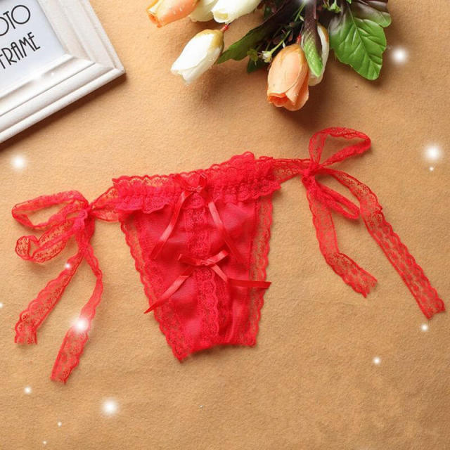 3 Pieces Ultra Sexy Lace Panty Lady's Open Crotch G-strings &amp; Thongs Panties One-Size Lacing Women's Underpants