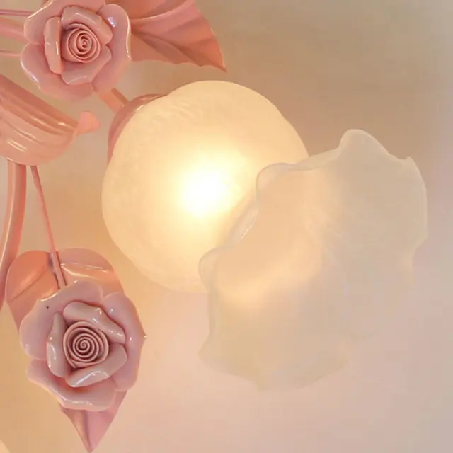 OOVOV Pink Flowers Girls Room Ceiling Lamps Creative Childrens Room Ceiling Lamp Girls Bedroom Ceiling Lights