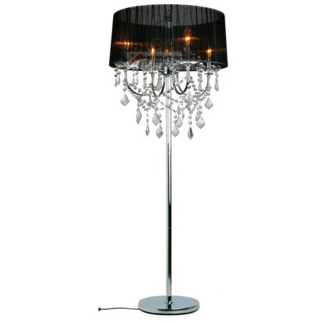 Modern Crystal Living Room Floor Lamp European Fabric Lampshade crystal hanging Bedroom Bedsides crystal Floor Lighting Fixtures