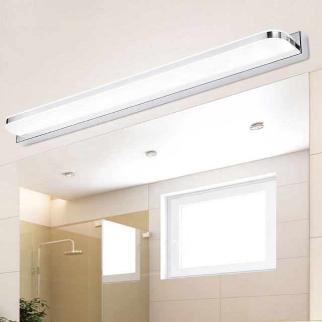 Modern LED Acrylic Bathroom Wall Lights Contracted Long White Plastic Panel Washroom Wall Lamp Mirror Front Wall Sconces