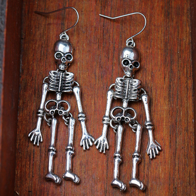 OOVOV Halloween Skeleton Earrings for Women Gothic Skull Skeleton Drop Earrings Dress Up Costume Earring for Girls