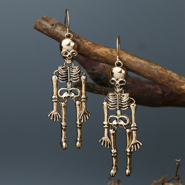 OOVOV Halloween Skeleton Earrings for Women Gothic Skull Skeleton Drop Earrings Dress Up Costume Earring for Girls