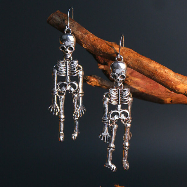 OOVOV Halloween Skeleton Earrings for Women Gothic Skull Skeleton Drop Earrings Dress Up Costume Earring for Girls