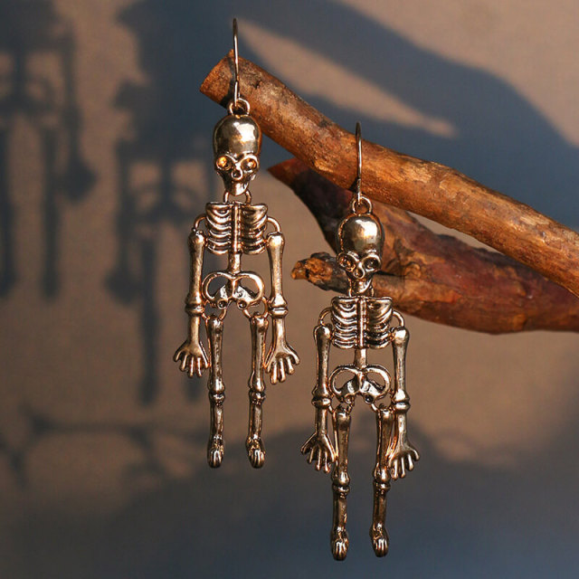 OOVOV Halloween Skeleton Earrings for Women Gothic Skull Skeleton Drop Earrings Dress Up Costume Earring for Girls