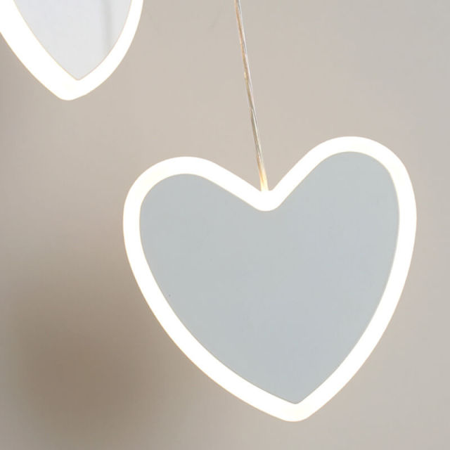 Heart Shaped Pendant Lamp Cute LED Acrylic Pendant Lighting 2 Head