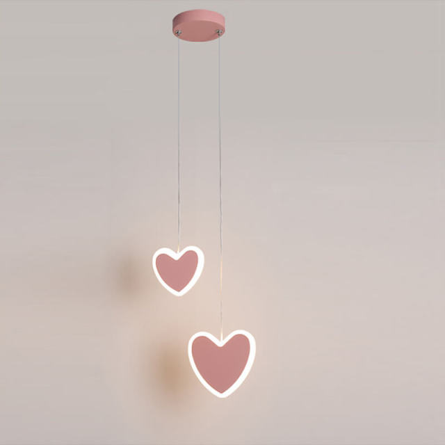 Heart Shaped Pendant Lamp Cute LED Acrylic Pendant Lighting 2 Head