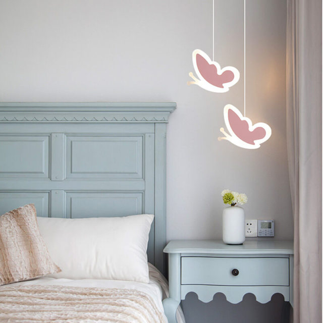 LED Pendant Lights 2-Lights Acrylic Butterfly Design Pendant Lighting with 3-Color Dimming