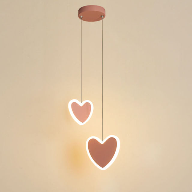 Heart Shaped Pendant Lamp Cute LED Acrylic Pendant Lighting 2 Head