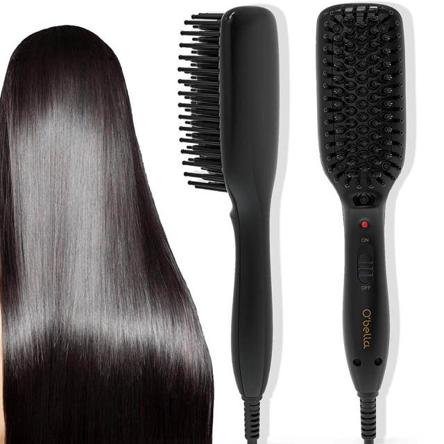 Hair Straightener Comb Electric Hair Straightening Brushes for Women Home Travel Black