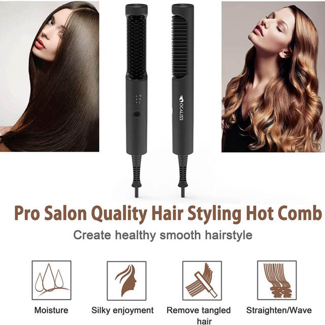 Hair Straightener Brush - Straightening Hot Comb Perfect for Home Pro Salon