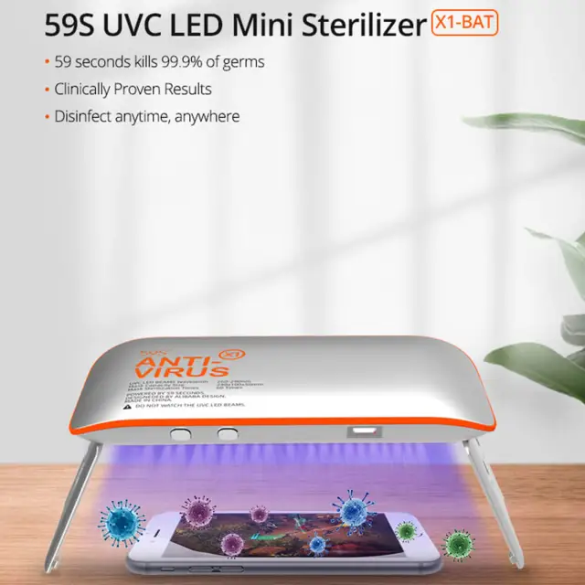 UVC LED Mini Sterilizer,6pcs LED Portable UVC Light Disinfection Lamp Rechargeable Foldable UV Wand for Home Hotel Travel