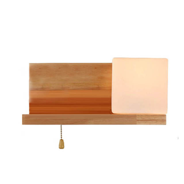 Wood Wall Lights Nordic Simple Style Wall Lamp With Rope Switch and Shelf for Bedroom Bedsides Corridor Hallway