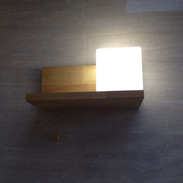 Wood Wall Lights Nordic Simple Style Wall Lamp With Rope Switch and Shelf for Bedroom Bedsides Corridor Hallway