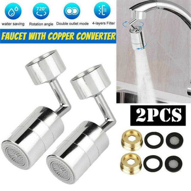 OOVOV 2 Pack Universal Splash Filter Faucet 720° Rotate Water Outlet Faucet Filter Rotatable Bubbler Tap Sprayer Attachment for Kitchen Bathroom