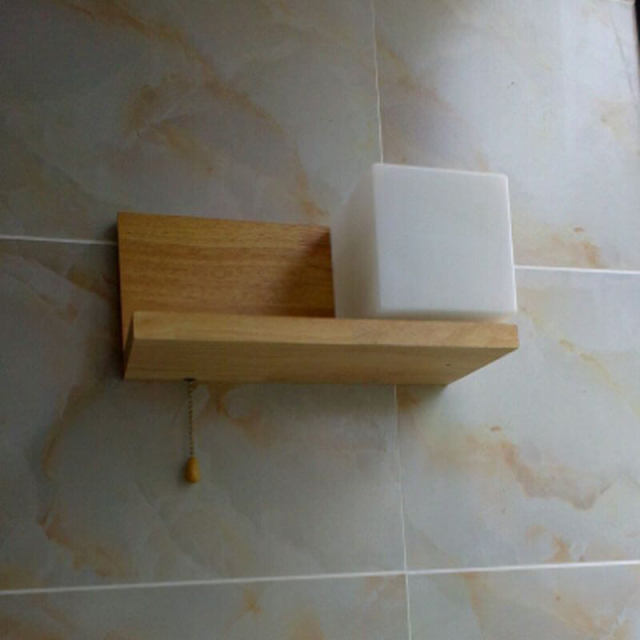 Wood Wall Lights Nordic Simple Style Wall Lamp With Rope Switch and Shelf for Bedroom Bedsides Corridor Hallway