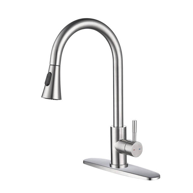 OOVOV Kitchen Faucet with Pull Down Sprayer High Arc Single Handle Stainless Steel Kitchen Sink Faucets with Pull Out Sprayer and Brass Valve