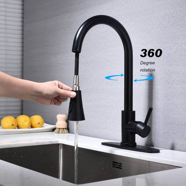 OOVOV Kitchen Faucet with Pull Down Sprayer High Arc Single Handle Stainless Steel Kitchen Sink Faucets with Pull Out Sprayer and Brass Valve