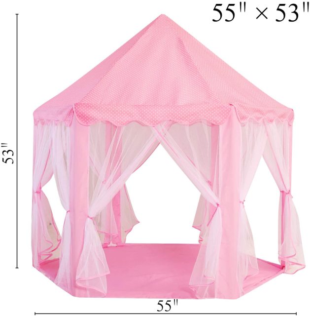 OOVOV Portable Folding Princess Castle Tent Children Funny Play Outdoor Indoor Fairy House Kids Play Tent With Warm LED Star Lights