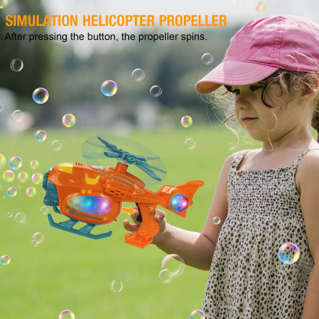 OOVOV Bubble Gun Bubble Machine for Toddlers 2000+ Bubbles Per Minute Helicopter Bubble Maker with Light and Music for Kids Summer Outdoor Toys Birthday Gifts