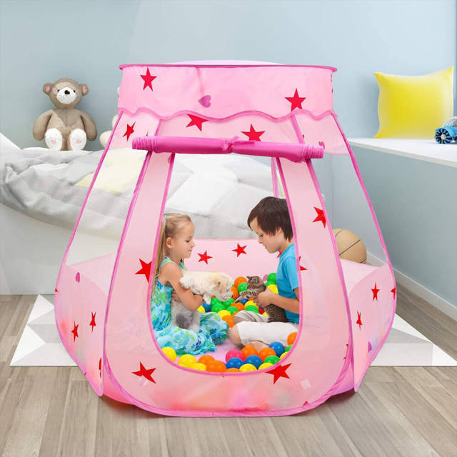 OOVOV Princess Pop Up Tent for Toddlers and Girls Foldable and Portable with a Carrying Bag As Playhouse & Ball Pit for Indoor Outdoor