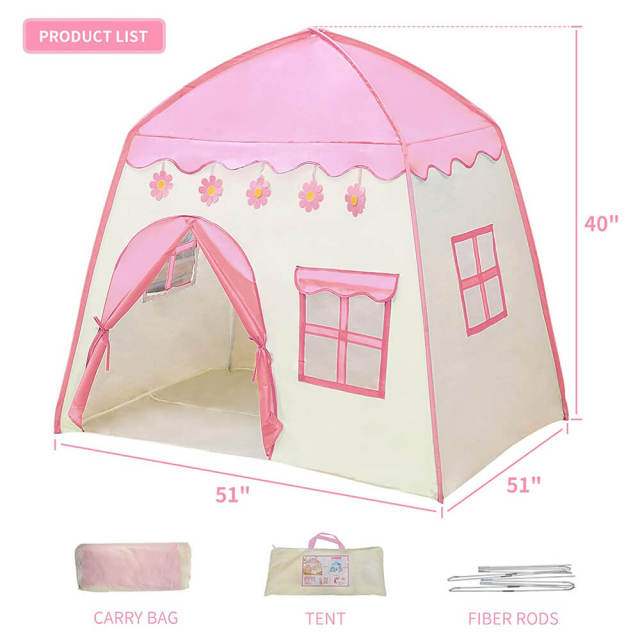 OOVOV Princess Castle Play Tent for Girls Kids Teepee Tents Playhouse Toys Foldable for Children or Toddlers Indoor Outdoor Games