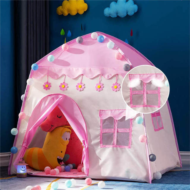 OOVOV Princess Castle Play Tent for Girls Kids Teepee Tents Playhouse Toys Foldable for Children or Toddlers Indoor Outdoor Games