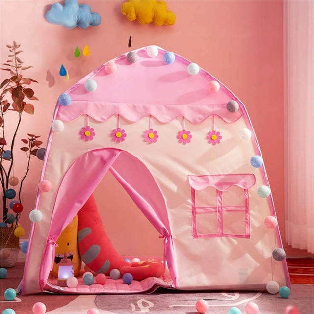 OOVOV Princess Castle Play Tent for Girls Kids Teepee Tents Playhouse Toys Foldable for Children or Toddlers Indoor Outdoor Games