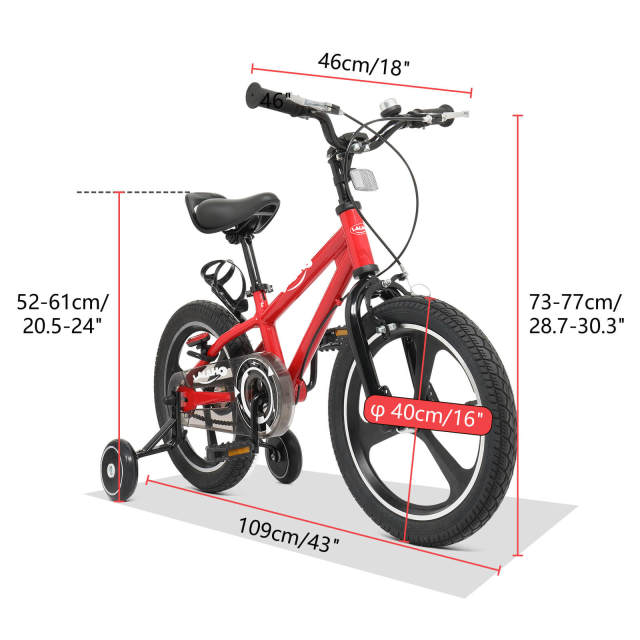 OOVOV Kids Bike Boys Girls Freestyle Bicycle 18 Inch with Training Wheels Childs Bike