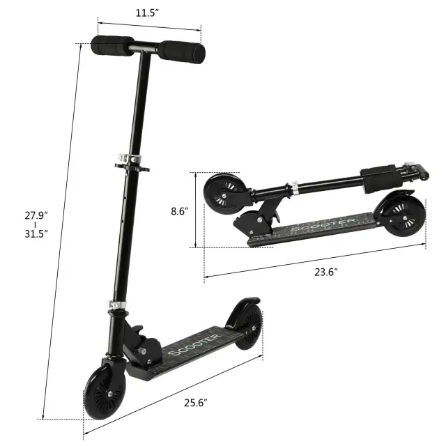 OOVOV Scooter for Teens 3-Level Height Adjustable Easy Folding Kick Scooter for Indoor &amp; Outdoor Fun