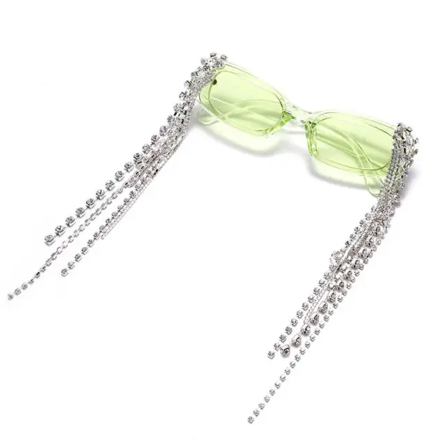 Women Tassel Rhinestones Sunglasses Unique Diamond Eyeglasses Oculos UV400