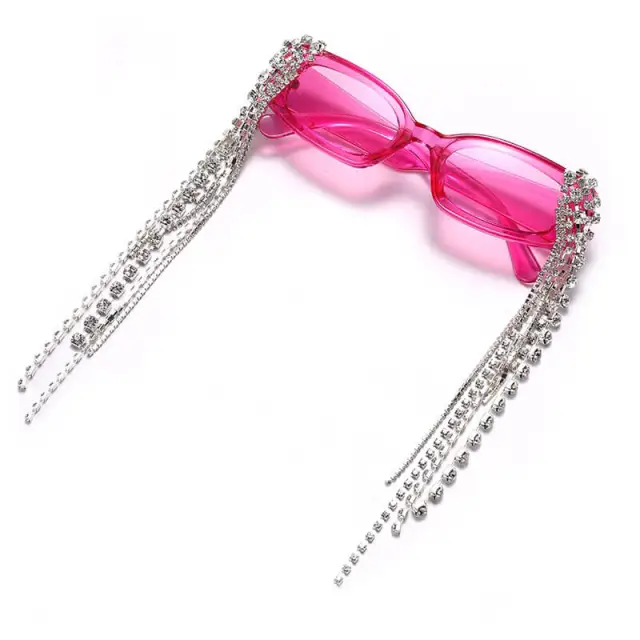 Women Tassel Rhinestones Sunglasses Unique Diamond Eyeglasses Oculos UV400