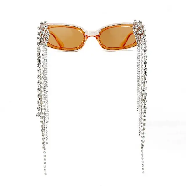 Women Tassel Rhinestones Sunglasses Unique Diamond Eyeglasses Oculos UV400