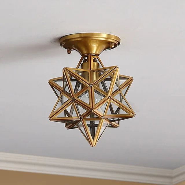 OOVOV Brass Star Ceiling Lamp Gold Flush Mount Star Porch Ceiling Light