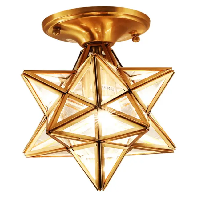 OOVOV Brass Star Ceiling Lamp Gold Flush Mount Star Porch Ceiling Light