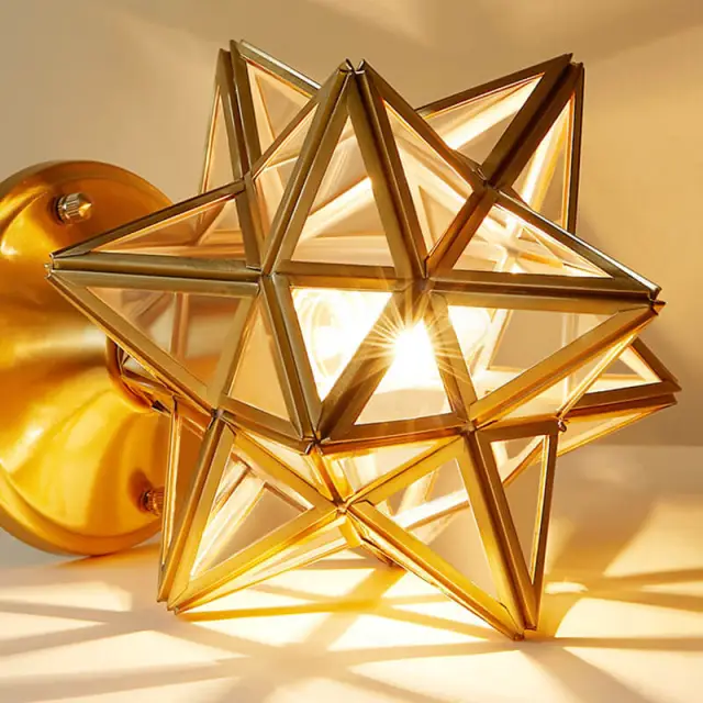 OOVOV Brass Star Ceiling Lamp Gold Flush Mount Star Porch Ceiling Light