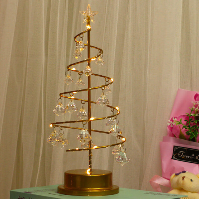 LED Night Light Crystal Christmas Tree Shape Table Lamp Decoration Fairy Lights