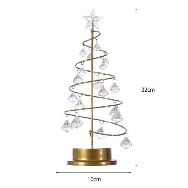 LED Night Light Crystal Christmas Tree Shape Table Lamp Decoration Fairy Lights