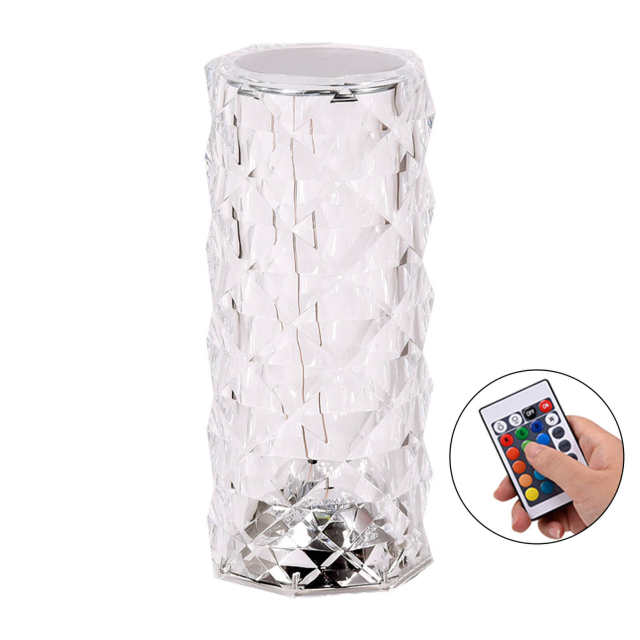 Crystal Table Lamp Rose Diamond Lamp USB Rechargeable with Touch Control