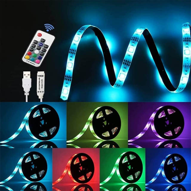 RGB Led Strip Lights Waterproof Ribbon Light Remote Control Lighting Kit 6.56FT