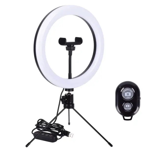 10&quot; Selfie Ring Light with Tripod Stand &amp; Phone Holder Dimmable LED Makeup Ring Light