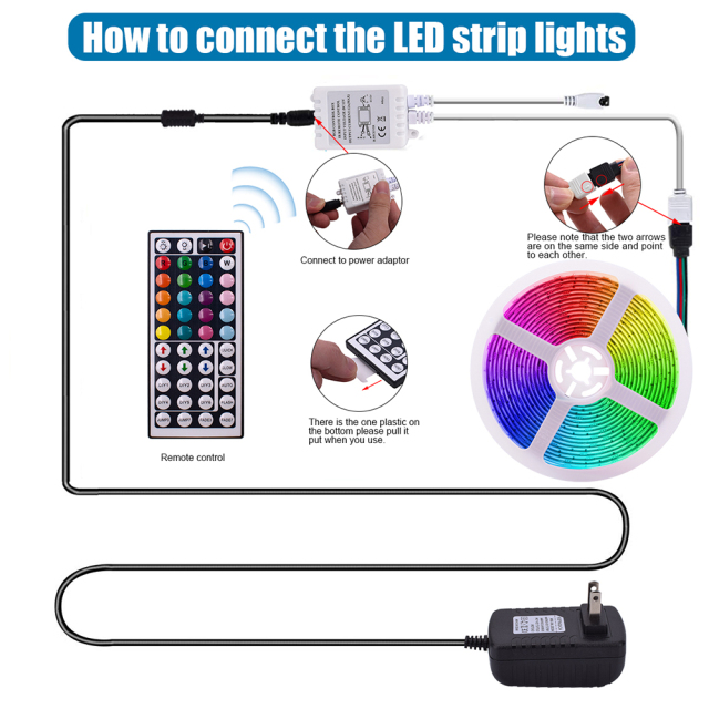 LED Light Strips 12V-5050 RGB 44 Keys Waterproof Light String 24W/40W