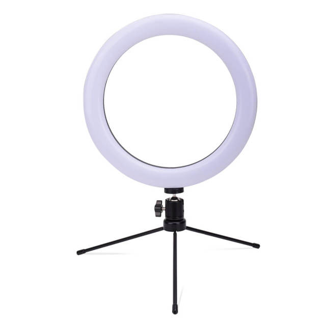 Makeup Light Ring with Stand Mini Selfie Ring Light for Desk 3 Light Modes