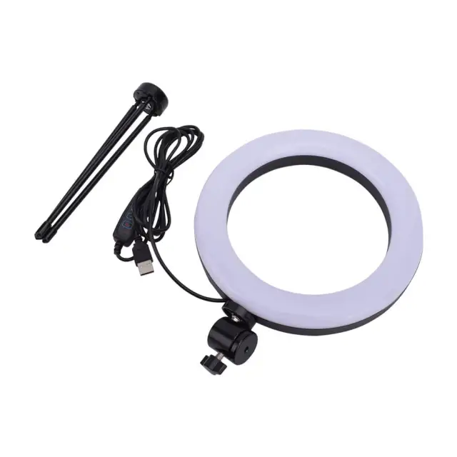Makeup Light Ring with Stand Mini Selfie Ring Light for Desk 3 Light Modes