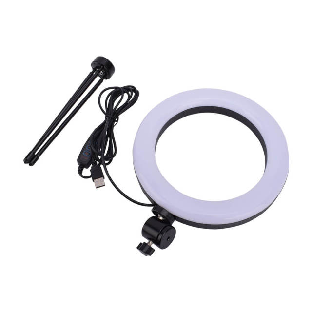 Makeup Light Ring with Stand Mini Selfie Ring Light for Desk 3 Light Modes