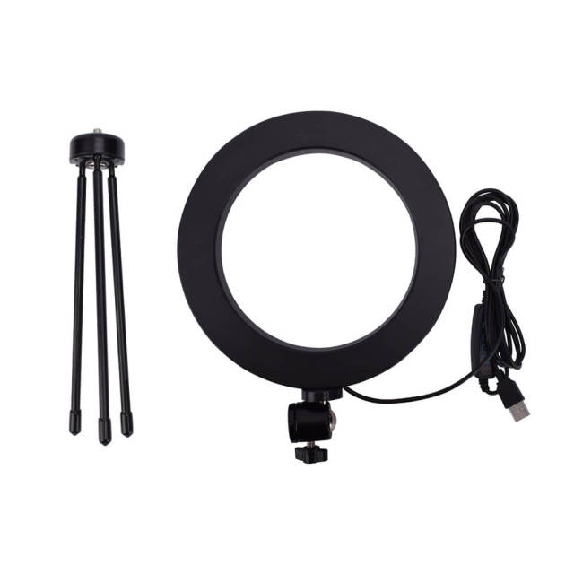 Makeup Light Ring with Stand Mini Selfie Ring Light for Desk 3 Light Modes