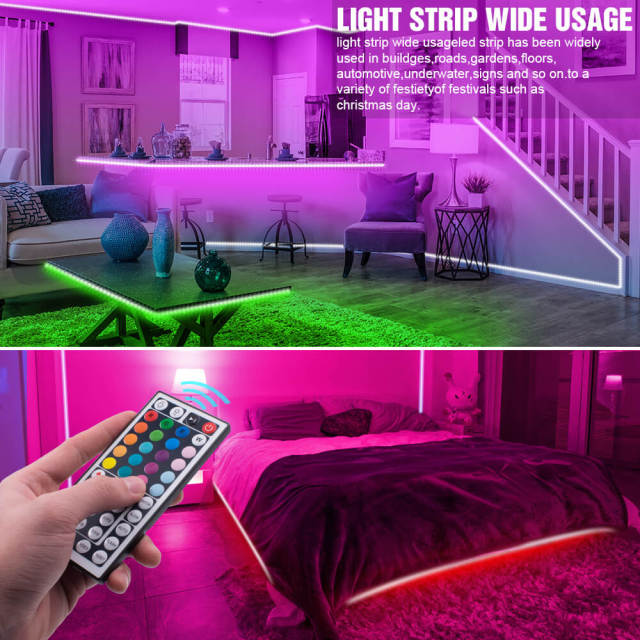 RGB Light Strip 5 Meters 24W LED 12V 44 Keys 150 Lights Non-Waterproof Light String Set